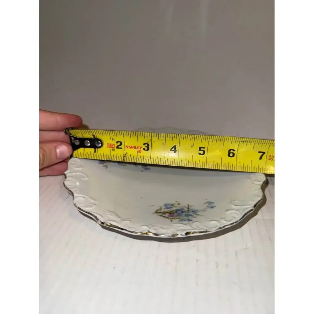 Vintage Porcelain Forget-Me-Not Scalloped Plate